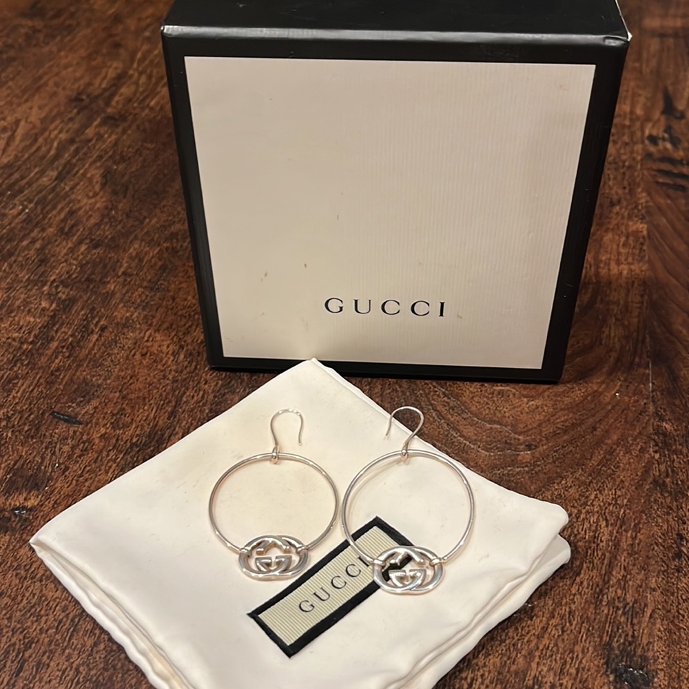 Sterling silver Gucci Britt hoop earrings
